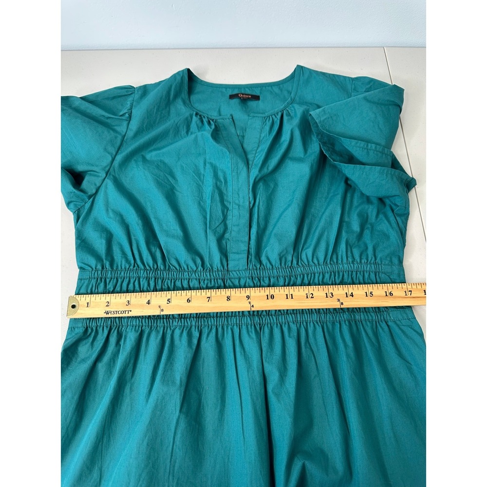 Quince Organic Cotton Tiered Maxi Dress Womens L Garden Green Smocked Waist - Picture 9 of 12